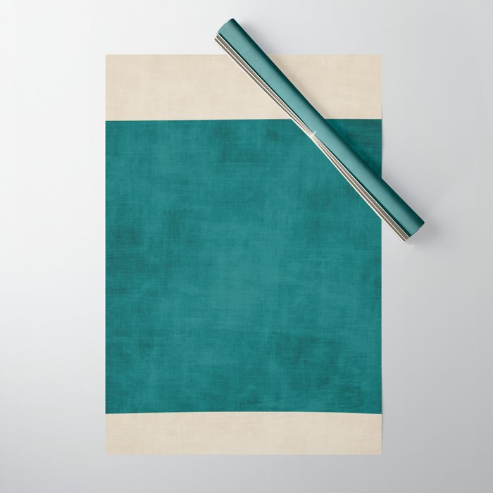Teal Rich Texture Linen Minimalist Art Wrapping Paper Gallery Image 1