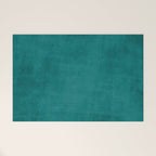 Teal Rich Texture Linen Minimalist Art Welcome Mat Gallery Image 1