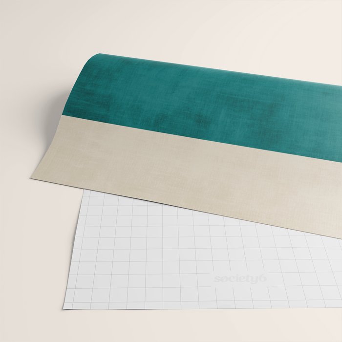 Teal Rich Texture Linen Minimalist Art Wrapping Paper Gallery Image 2