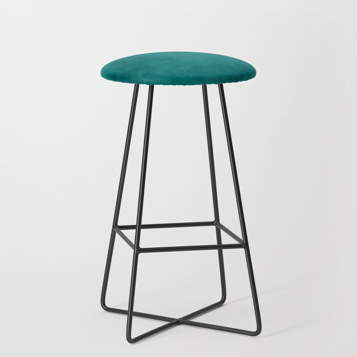 Teal Rich Texture Linen Minimalist Art Stool Gallery Image 1