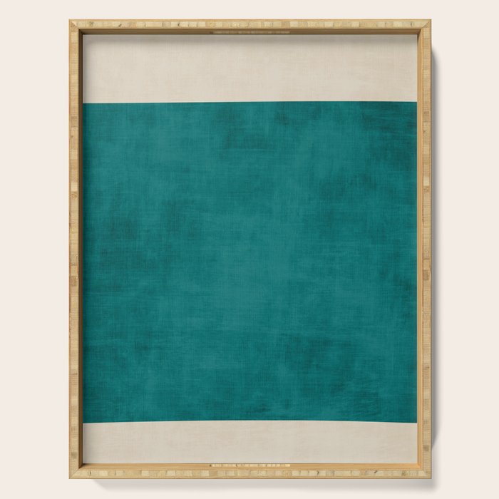 Teal Rich Texture Linen Minimalist Art Serving Tray Gallery Image 1