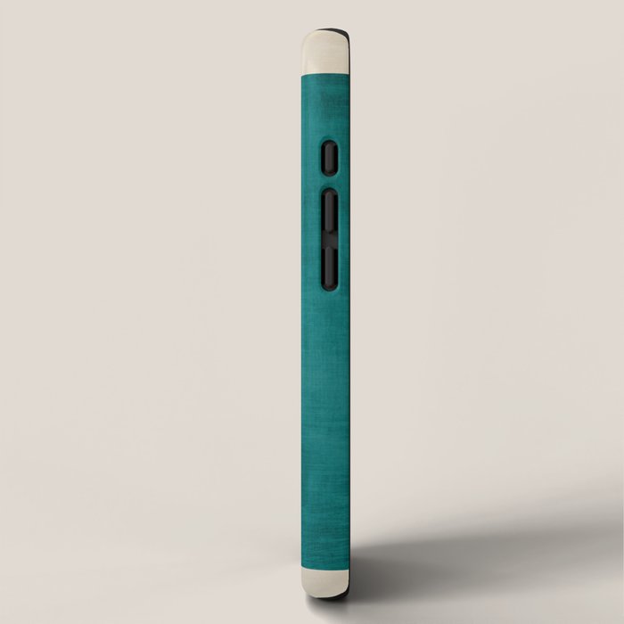 Teal Rich Texture Linen Minimalist Art iPhone Case Gallery Image 2