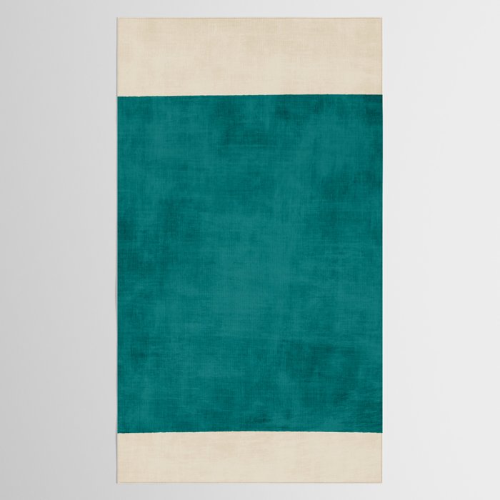 Teal Rich Texture Linen Minimalist Art Tablecloth Gallery Image 2