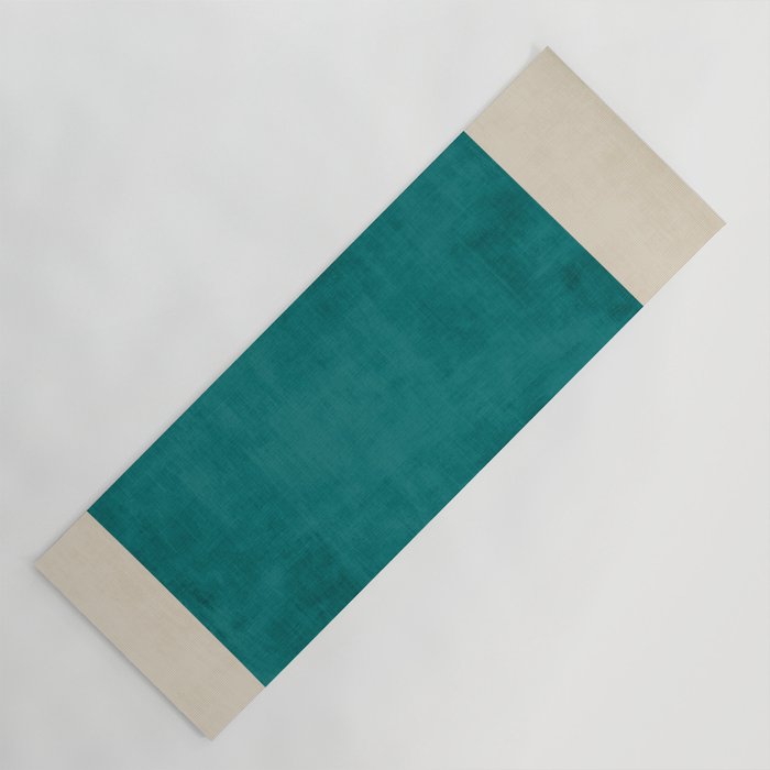 Teal Rich Texture Linen Minimalist Art Yoga Mat Gallery Image 1