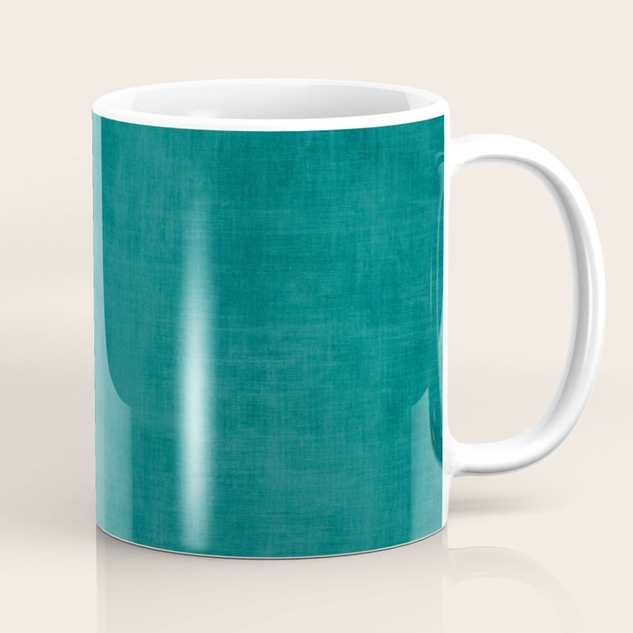 Teal Rich Texture Linen Minimalist Art Coffee Mug Gallery Image 1