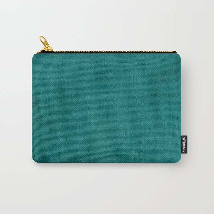 Teal Rich Texture Linen Minimalist Art Carry All Pouch Gallery Image 1
