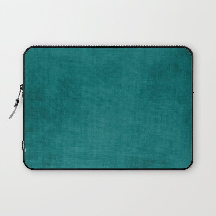 Teal Rich Texture Linen Minimalist Art Laptop Sleeve Gallery Image 1