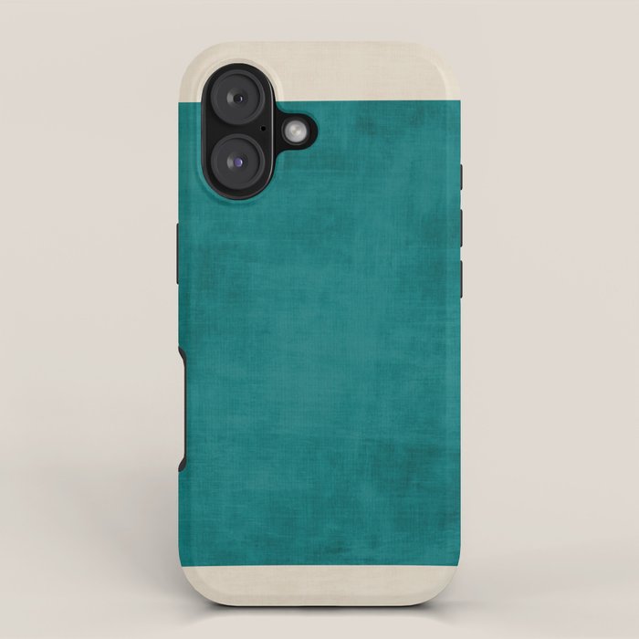 Teal Rich Texture Linen Minimalist Art iPhone Case Gallery Image 1