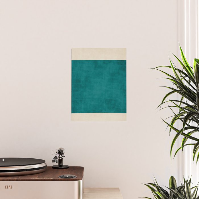 Teal Rich Texture Linen Minimalist Art Poster Gallery Image 2