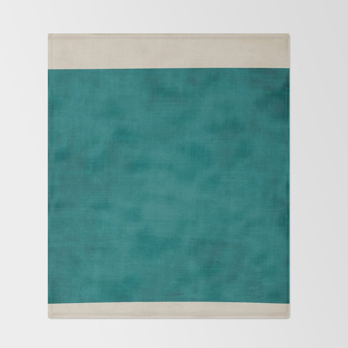 Teal Rich Texture Linen Minimalist Art Throw Blanket Gallery Image 2