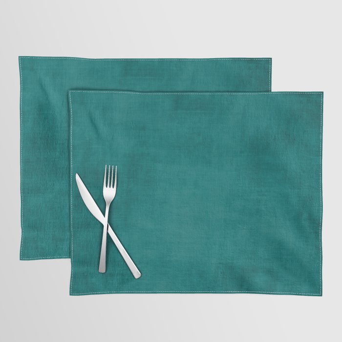 Teal Rich Texture Linen Minimalist Art Placemat Gallery Image 1