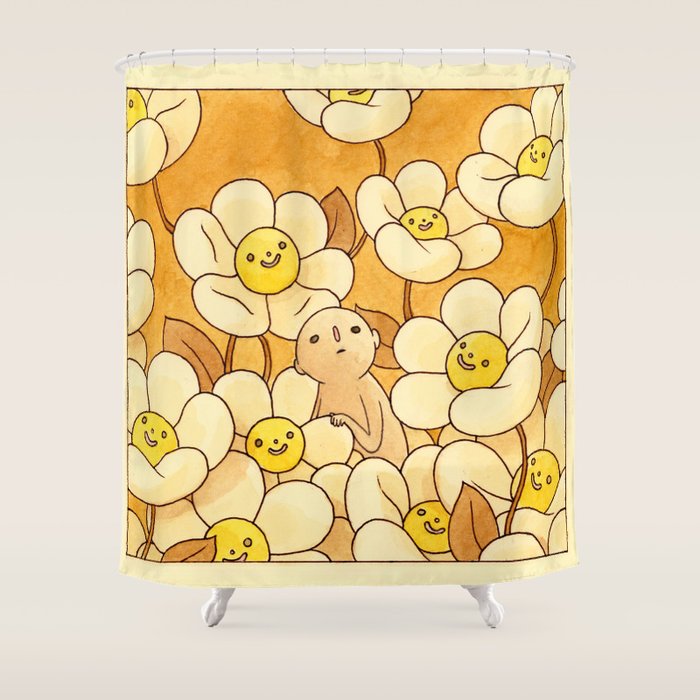 Watercolor Test (Yellow) Shower Curtain Gallery Image 1