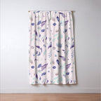 Modern blush pink navy blue purple watercolor floral Window Curtain Gallery Image 3