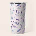 Modern blush pink navy blue purple watercolor floral Travel Mug Gallery Image 1