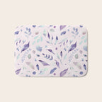 Modern blush pink navy blue purple watercolor floral Bath Mat Gallery Image 1
