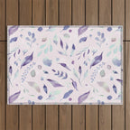 Modern blush pink navy blue purple watercolor floral Outdoor Rug Gallery Image 1