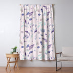 Modern blush pink navy blue purple watercolor floral Window Curtain Gallery Image 5