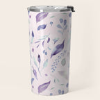 Modern blush pink navy blue purple watercolor floral Travel Mug Gallery Image 2