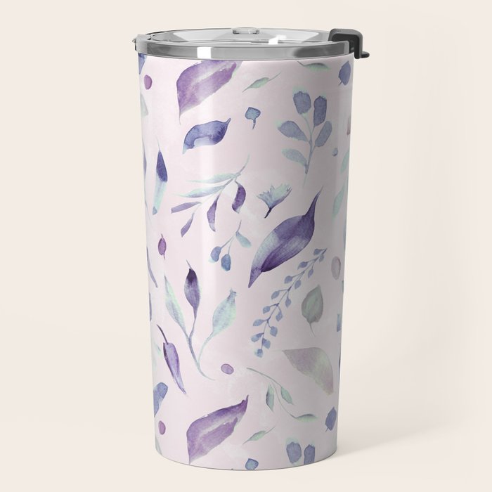 Modern blush pink navy blue purple watercolor floral Travel Mug Gallery Image 2