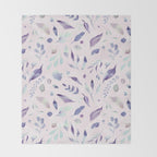 Modern blush pink navy blue purple watercolor floral Throw Blanket Gallery Image 2