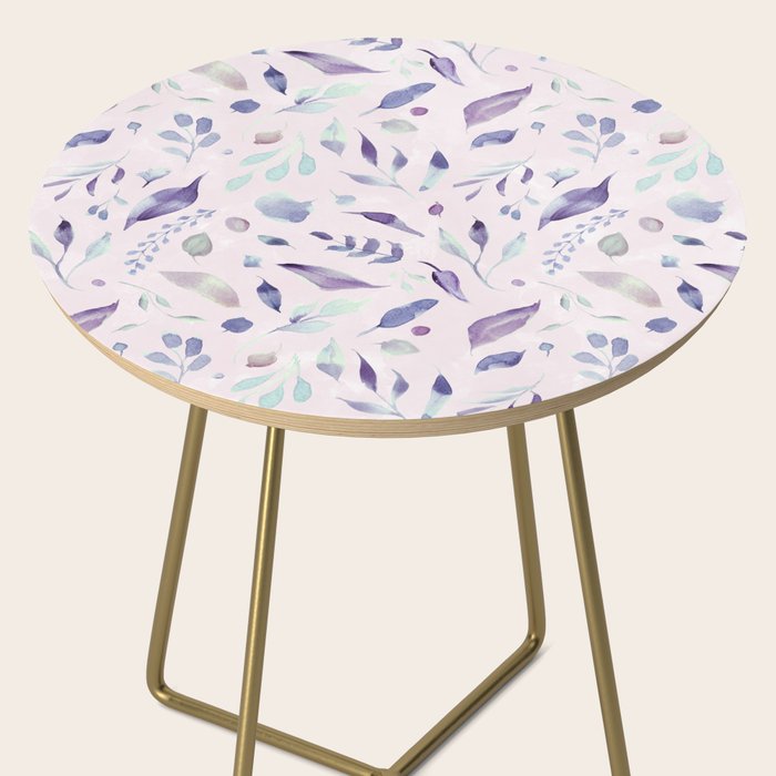 Modern blush pink navy blue purple watercolor floral Side Table Gallery Image 2