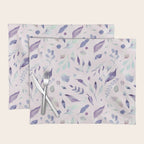 Modern blush pink navy blue purple watercolor floral Placemat Gallery Image 1