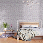 Modern blush pink navy blue purple watercolor floral Wallpaper Gallery Image 3
