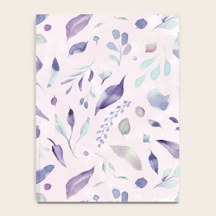 Modern blush pink navy blue purple watercolor floral Notebook Gallery Image 4