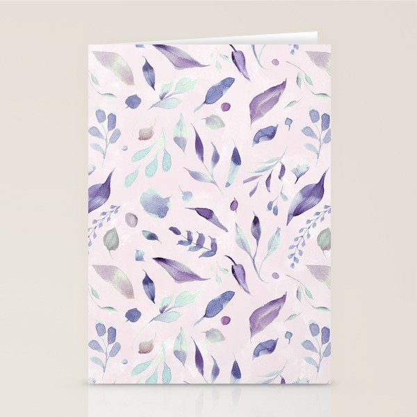 Modern blush pink navy blue purple watercolor floral Stationery Card Gallery Image 2