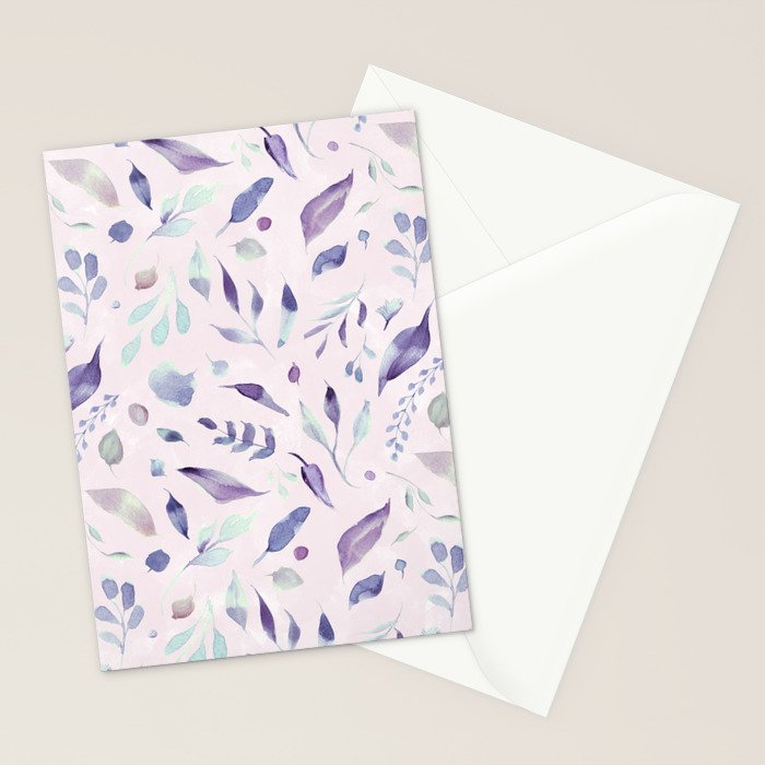 Modern blush pink navy blue purple watercolor floral Stationery Card Gallery Image 2