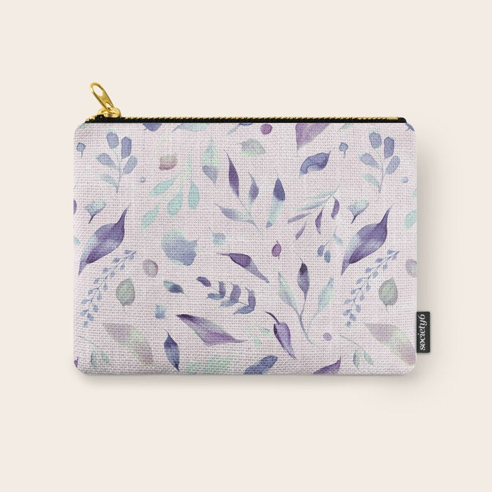Modern blush pink navy blue purple watercolor floral Carry All Pouch Gallery Image 1