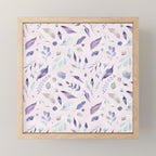 Modern blush pink navy blue purple watercolor floral Mini Art Print Gallery Image 1