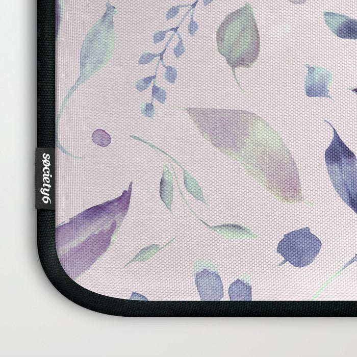 Modern blush pink navy blue purple watercolor floral Laptop Sleeve Gallery Image 3