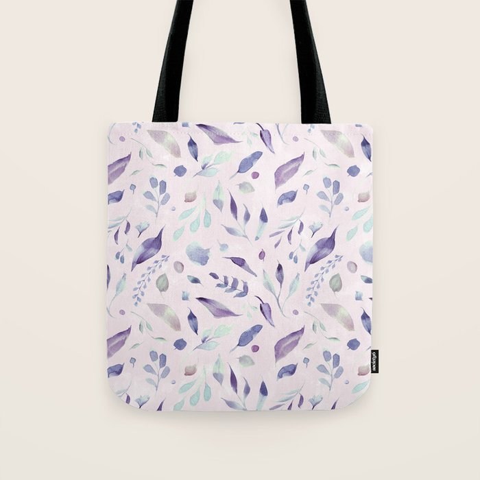 Modern blush pink navy blue purple watercolor floral Tote Bag Gallery Image 1