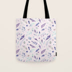Modern blush pink navy blue purple watercolor floral Tote Bag Gallery Image 1