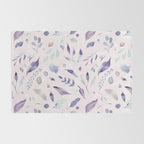Modern blush pink navy blue purple watercolor floral Rug Gallery Image 2