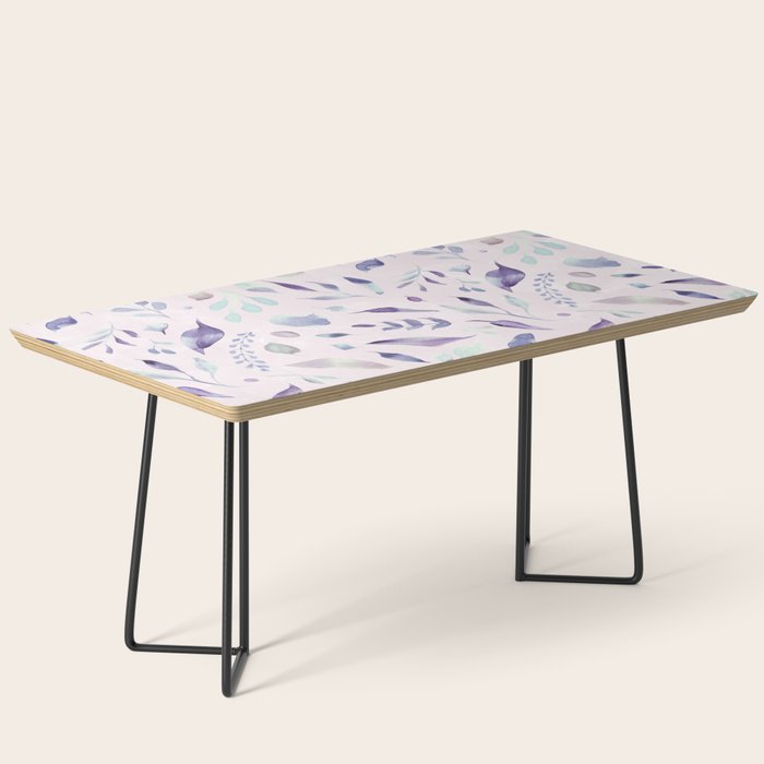 Modern blush pink navy blue purple watercolor floral Coffee Table Gallery Image 1