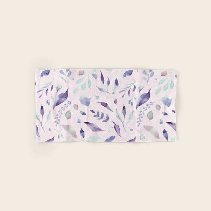 Modern blush pink navy blue purple watercolor floral Towels Gallery Image 1
