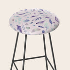 Modern blush pink navy blue purple watercolor floral Stool Gallery Image 2
