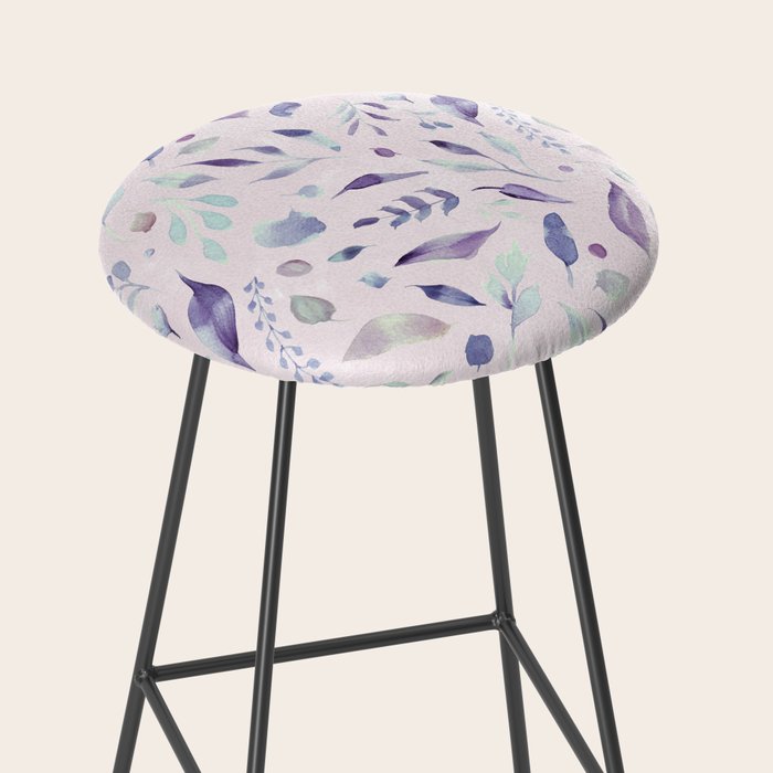 Modern blush pink navy blue purple watercolor floral Stool Gallery Image 2