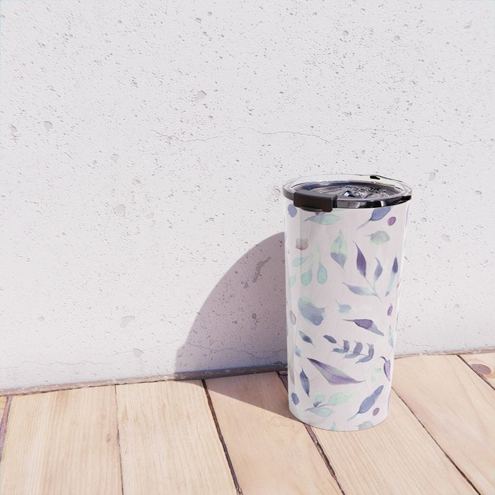 Modern blush pink navy blue purple watercolor floral Travel Mug Gallery Image 4