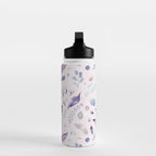 Modern blush pink navy blue purple watercolor floral Water Bottle Gallery Image 3