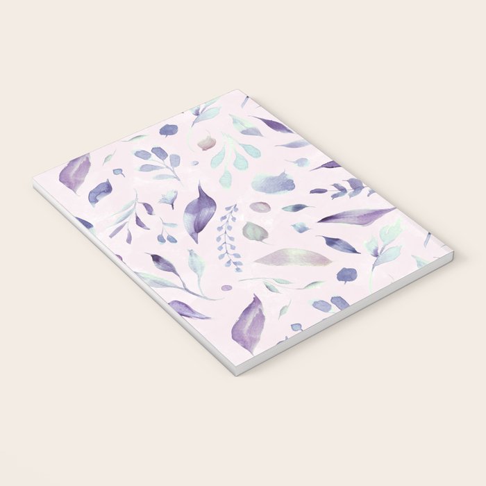 Modern blush pink navy blue purple watercolor floral Notebook Gallery Image 3