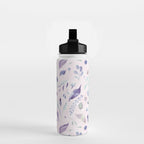 Modern blush pink navy blue purple watercolor floral Water Bottle Gallery Image 2