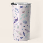 Modern blush pink navy blue purple watercolor floral Travel Mug Gallery Image 3