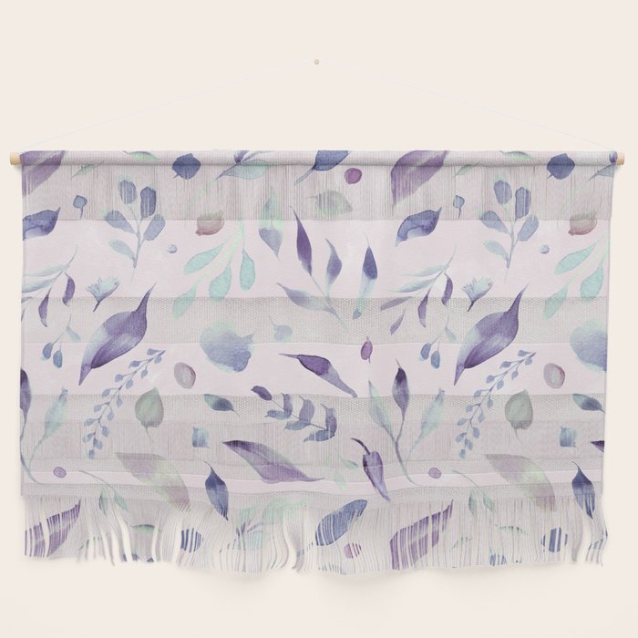 Modern blush pink navy blue purple watercolor floral Wall Hanging Gallery Image 1