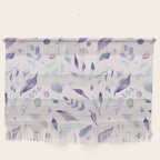 Modern blush pink navy blue purple watercolor floral Wall Hanging Gallery Image 1