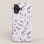 Modern blush pink navy blue purple watercolor floral iPhone Case Gallery Image 1