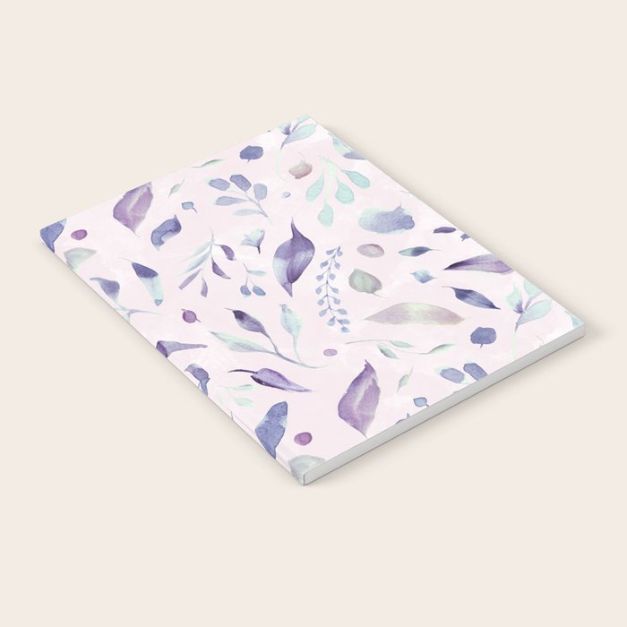 Modern blush pink navy blue purple watercolor floral Notebook Gallery Image 1