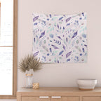 Modern blush pink navy blue purple watercolor floral Wall Tapestry Gallery Image 2